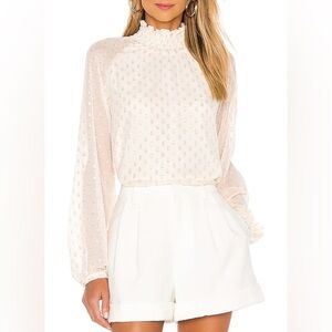 Yumi Kim Lexington Ave Lurex Swiss Dot Top Ivory White Gold Medium M NWT Smock